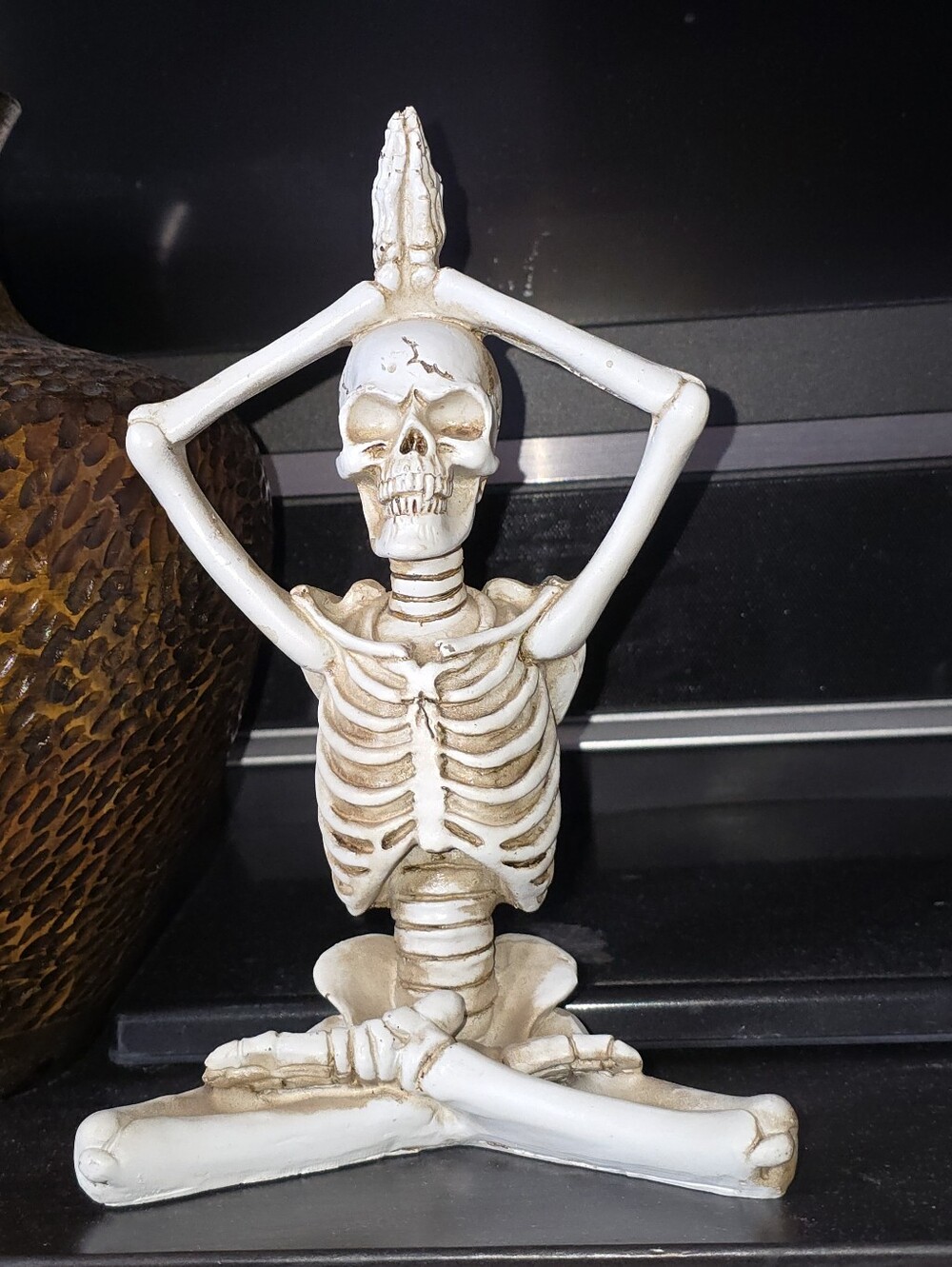 SUKHASANA POSE YOGA SKELETON FIGURINE STATUE HALLOWEEN TABLE TOP DECOR
